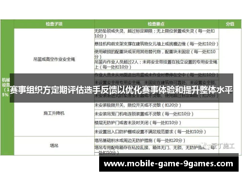 赛事组织方定期评估选手反馈以优化赛事体验和提升整体水平 赛事组织方定期评估选手反馈以优化赛事体验和提升整体水平