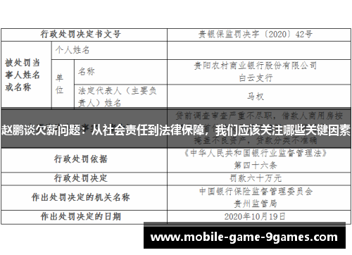 赵鹏谈欠薪问题：从社会责任到法律保障，我们应该关注哪些关键因素