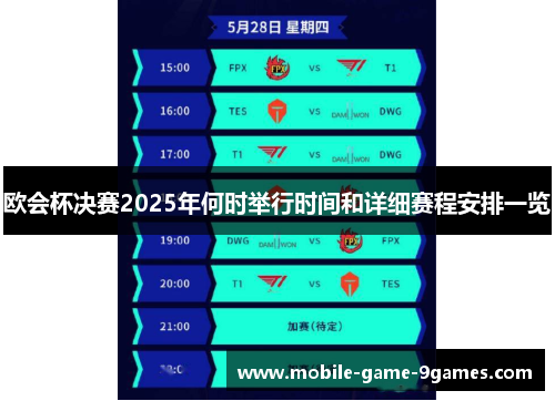 欧会杯决赛2025年何时举行时间和详细赛程安排一览 欧会杯决赛2025年何时举行时间和详细赛程安排一览